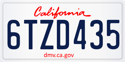 CA license plate 6TZD435