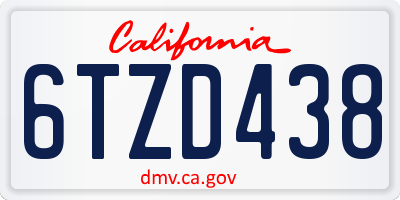 CA license plate 6TZD438