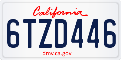 CA license plate 6TZD446