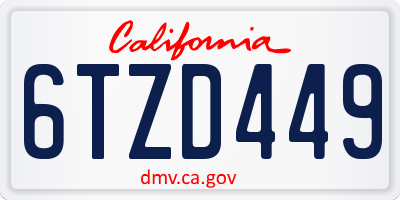 CA license plate 6TZD449