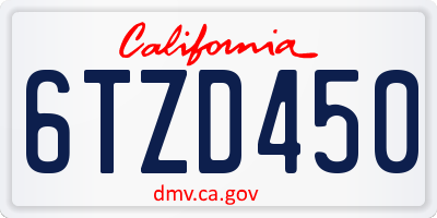 CA license plate 6TZD450