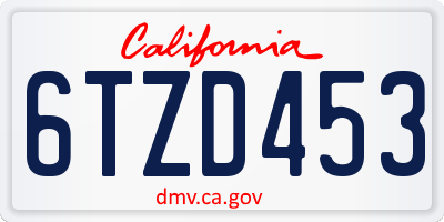 CA license plate 6TZD453