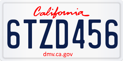 CA license plate 6TZD456