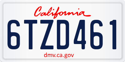 CA license plate 6TZD461