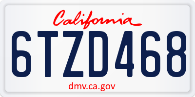 CA license plate 6TZD468