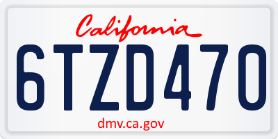 CA license plate 6TZD470
