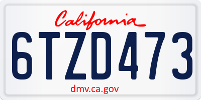 CA license plate 6TZD473
