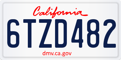 CA license plate 6TZD482