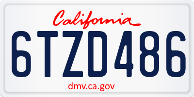CA license plate 6TZD486