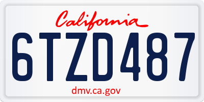 CA license plate 6TZD487