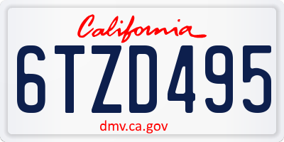 CA license plate 6TZD495