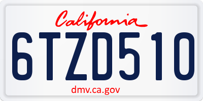 CA license plate 6TZD510