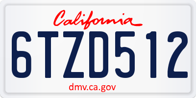 CA license plate 6TZD512
