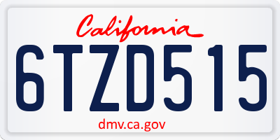 CA license plate 6TZD515