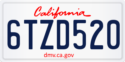 CA license plate 6TZD520
