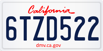 CA license plate 6TZD522