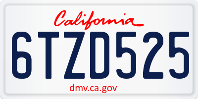 CA license plate 6TZD525