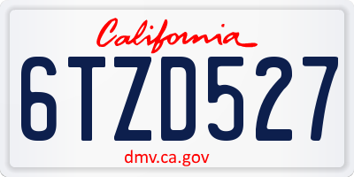 CA license plate 6TZD527