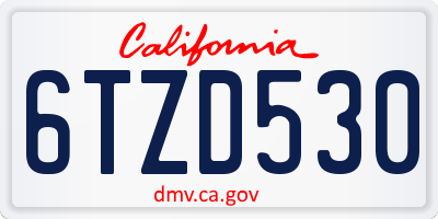 CA license plate 6TZD530
