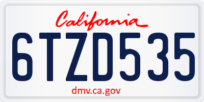 CA license plate 6TZD535
