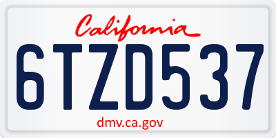 CA license plate 6TZD537