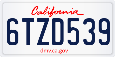 CA license plate 6TZD539