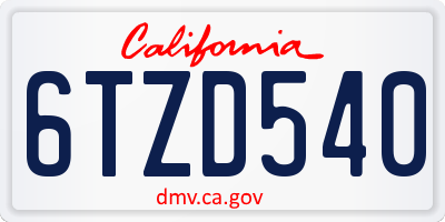 CA license plate 6TZD540
