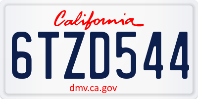 CA license plate 6TZD544