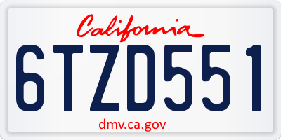 CA license plate 6TZD551