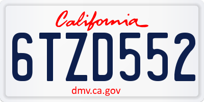CA license plate 6TZD552