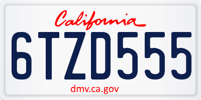 CA license plate 6TZD555