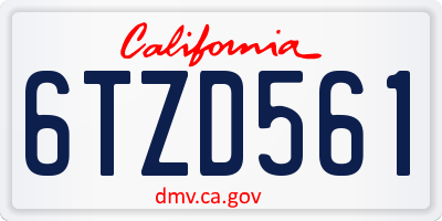 CA license plate 6TZD561