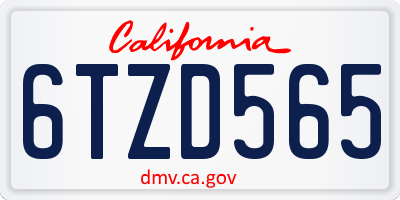 CA license plate 6TZD565
