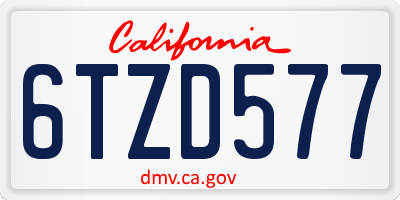 CA license plate 6TZD577