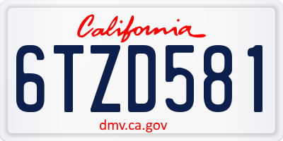 CA license plate 6TZD581