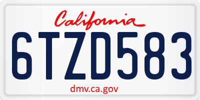 CA license plate 6TZD583