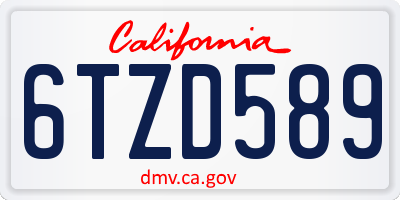CA license plate 6TZD589