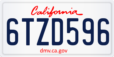 CA license plate 6TZD596