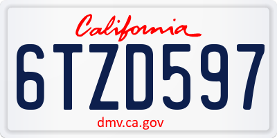 CA license plate 6TZD597