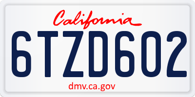 CA license plate 6TZD602