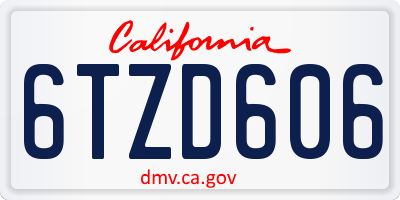 CA license plate 6TZD606