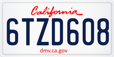 CA license plate 6TZD608