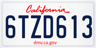 CA license plate 6TZD613