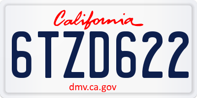 CA license plate 6TZD622