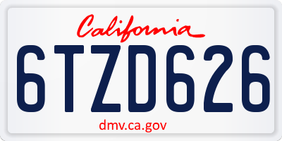 CA license plate 6TZD626