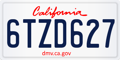 CA license plate 6TZD627