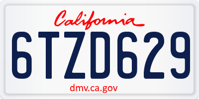 CA license plate 6TZD629