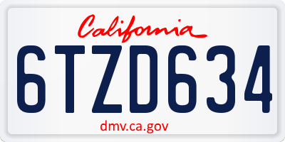 CA license plate 6TZD634