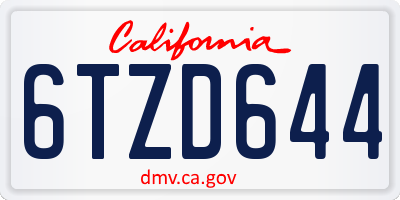 CA license plate 6TZD644