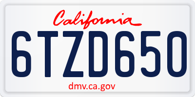 CA license plate 6TZD650